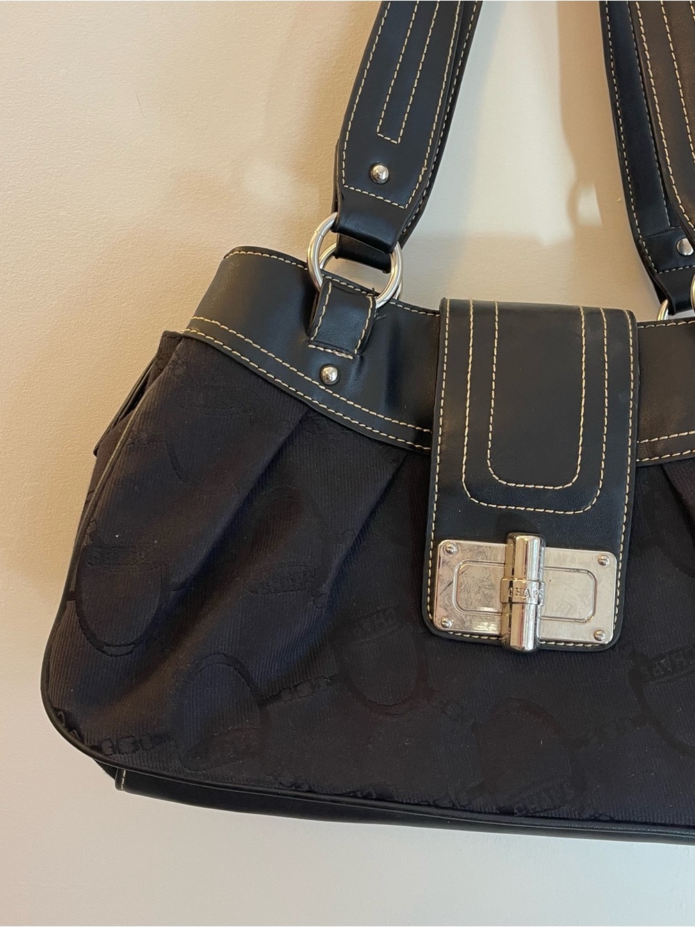 Chaps Black Y2K Baddie Shoulder Bag Purse 2000s 90s Saddle Bit - Picture 3 of 7
